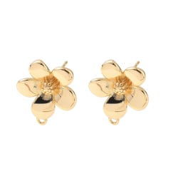 Base de aros forma flor 17.5 mm baño oro / par 0