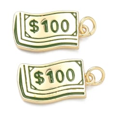 Dije colgante billete 100 dólares dinero 19 mm esmaltado baño oro / unidad 0
