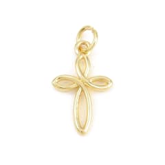 Dije colgante cruz infinita 17.5 mm baño de oro / unidad 0