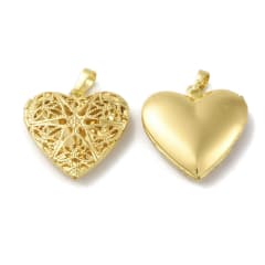 Relicario portafoto locket corazón filigrana 26.5 mm baño oro / unidad 0