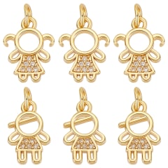 Dije colgante niña niño zircón 14 mm baño de oro / unidad 0