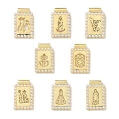 Dije pasador escapulario religioso perla 23x15 mm baño oro / unidad 0