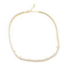 Base collar strass 40 cm con argollas abiertas zircón baño oro / unidad 0