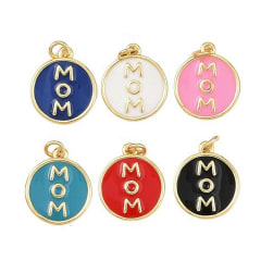 Dije colgante esmaltado mamá mom 16 mm baño oro / unidad 0