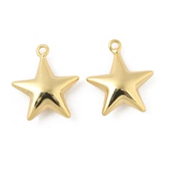 Dije colgante estrella lisa 22.5x19.5 mm baño de oro / unidad 0