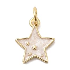 Dije colgante esmaltado estrella 13 mm baño de oro / unidad 0