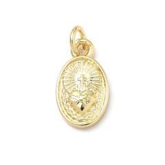 Dije colgante medalla sagrado corazón 14 mm baño de oro / unidad 0