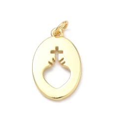 Dije colgante religioso sagrado corazón 20.5 mm baño oro / unidad 0