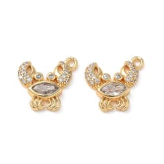 Dije colgante cangrejo 14 mm baño oro platino zircón / unidad 0