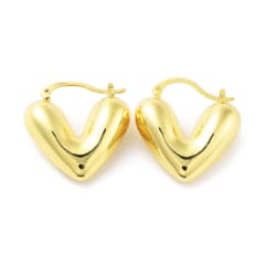 Aros argollas corazón chunky 29 mm baño oro  / par 0