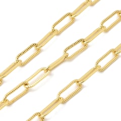 Cadena eslabón ovalo clip texturizado 9.5x3 mm baño de oro / metro 0