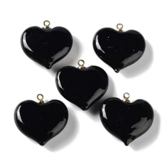 Dije colgante corazón negro 18.5 mm murano / unidad 0