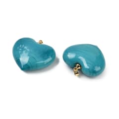 Maxi dije colgante corazón turquesa 28.5 mm murano baño oro / unidad 0