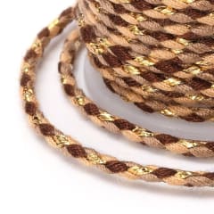 Cordón trenzado metálico algodón macramé 1.5 mm / rollo 0
