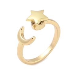 Anillo luna estrella giratoria antiestrés baño oro platino / unidad 0