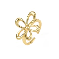 Anillo ajustable silueta flor 23 mm baño de oro / unidad 0