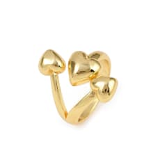 Anillo ajustable triple corazón 24.5 mm baño de oro / unidad 0