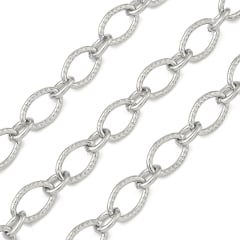 Cadena de eslabón ovalado texturizado 8.5x5.5 mm acero / metro 0