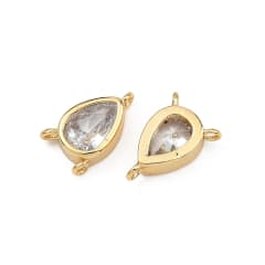 Dije conector triple 23 mm baño oro zircón / unidad 0