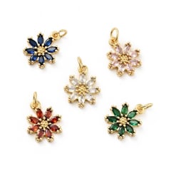 Dije colgante flor zircón 14.5 mm baño de oro / unidad 0