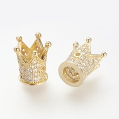 Dije pasador corona dorado plateado zircón / unidad 0