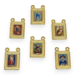 Dije escapulario 10x8 mm religioso santos baño de oro / unidad 5
