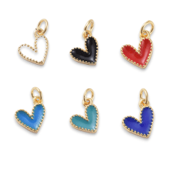 Dije esmaltado mini corazón heart 9 mm baño de oro / unidad 0