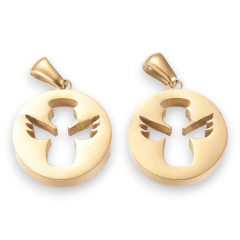 Dije colgante círculo ángel 20 mm acero / unidad 0