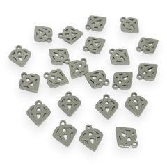 Mini dije colgante figuras surtidas 10-12 mm acero plateado / unidad 0