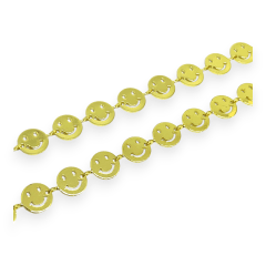 Cadena con carita feliz smiley face baño de oro / metro 0