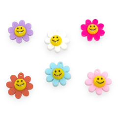 Dije colgante carita feliz flor margarita 15 mm / unidad 0