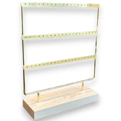 Exhibidor de aros zarcillos pendientes 30 pares metal y madera / unidad 0