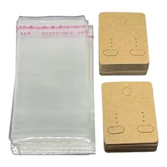 Bolsas celofán adhesivas con tarjetas de exhibición de aros / Paquete 0