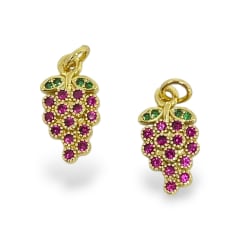 Dije colgante uva 14 mm zircón baño de oro / unidad 0