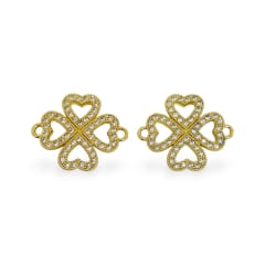 Dije conector trébol 4 hojas 22 mm zircón baño de oro / unidad 0