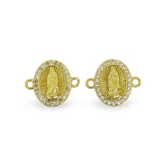 Dije conector virgen de Guadalupe 17x14 mm zircón baño de oro / unidad 0