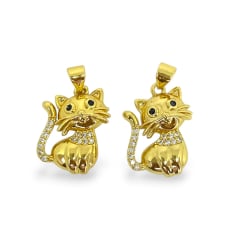 Dije colgante gato gatito 21x15 mm zircón baño de oro / unidad 0