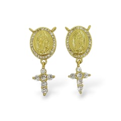Dije conector vitela y cruz 28x12 mm zircón baño de oro / unidad 0