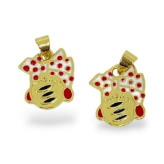 Dije colgante esmaltado Muñeca arepa 15x14 mm baño de oro / unidad 0