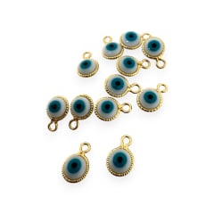 Dije colgante ojo turco 6 mm protección esmaltado baño de oro / unidad 0