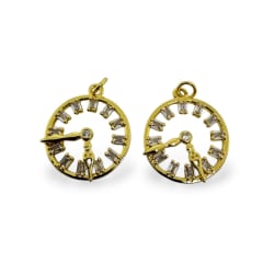 Dije colgante reloj 23 mm zircón baño de oro / unidad 0