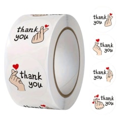 Rollo 500 etiquetas adhesivas sticker thank you gracias corazón coreano 25 mm / rollo 0