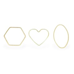 Figuras cerradas corazón óvalo hexágono baño oro / unidad 0