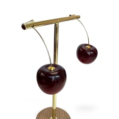 Aros topo maxi colgantes guinda cereza baño de oro / par 0