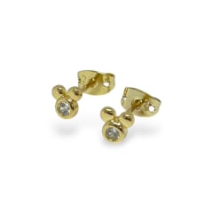 Aros topo topito zircón mini mickey cruz baño de oro / par 0