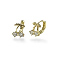 Aros argollas aretes cereza guinda zircón baño de oro / par 0