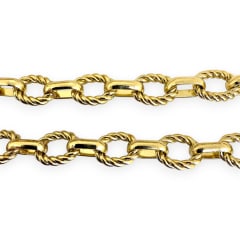 Cadena eslabones ovalados lisos y texturizados 9x13 mm baño de oro / metro 0