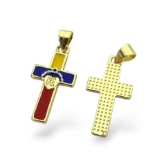 Dije colgante cruz tricolor fe venezuela 20x12 mm baño oro / unidad 0