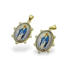 Dije colgante óvalo virgen milagrosa los rayos baño oro / unidad 0