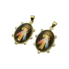 Dije colgante óvalo jesús de la misericordia baño oro / unidad 0